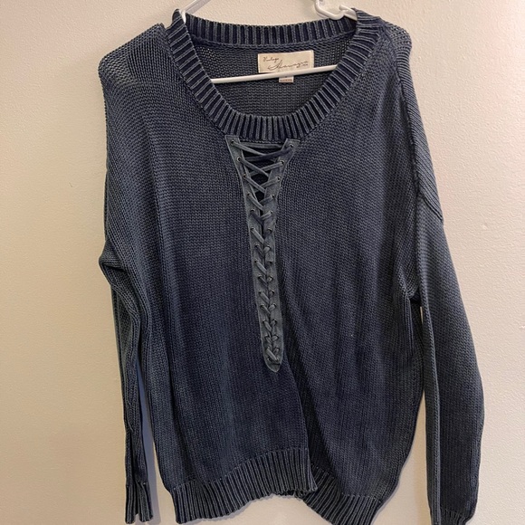 American Threads Lace Up Sweater - Picture 1 of 1